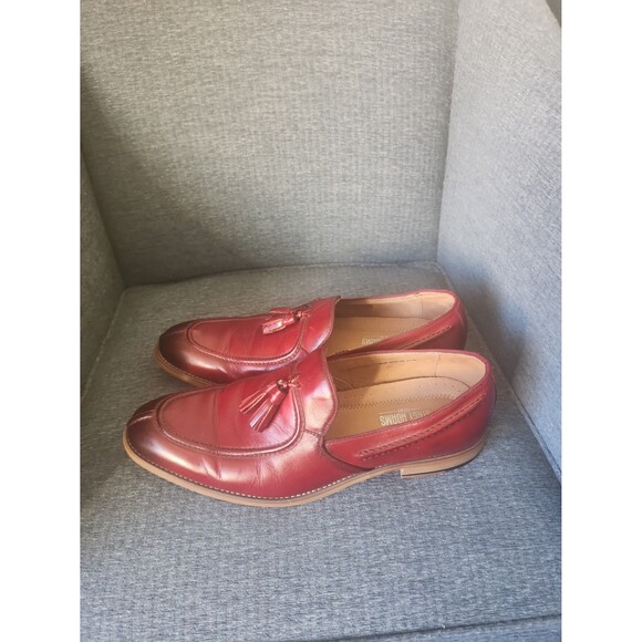 Stacy Adams "Donovan" Moc Toe Drop Tassel Loafers in "Cranberry" Red Size 10.5 - Picture 2 of 9